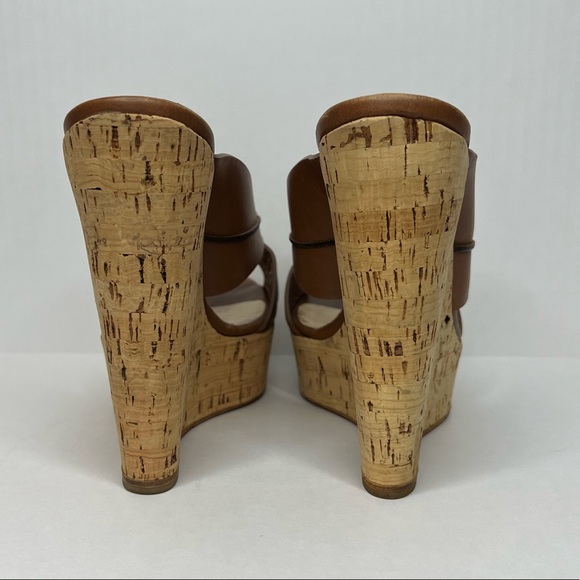 Christian Louboutin Brown Leather & Cork Covered Wedges. Size 8 - Picture 8 of 11